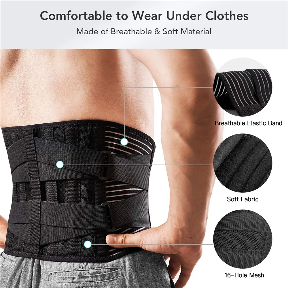 AMZ Hot Sales Breathable Back Support Belt Back Braces for Lower Back Pain Relief with 6 Stays