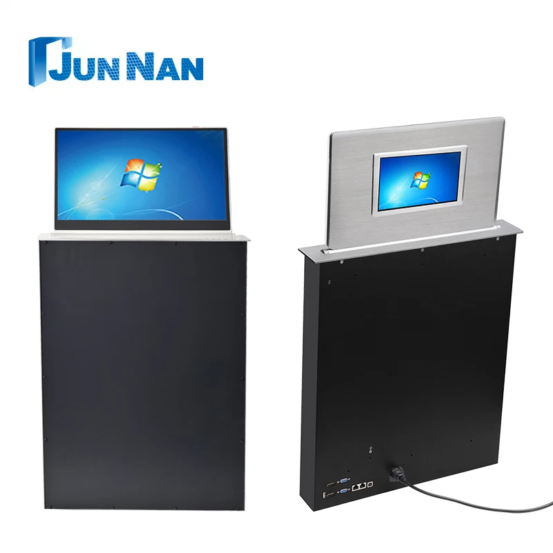 Junnan Motorized Touch Screen Lcd Lift With Conference Pc Monitor With Back Screen Lcd Monitor