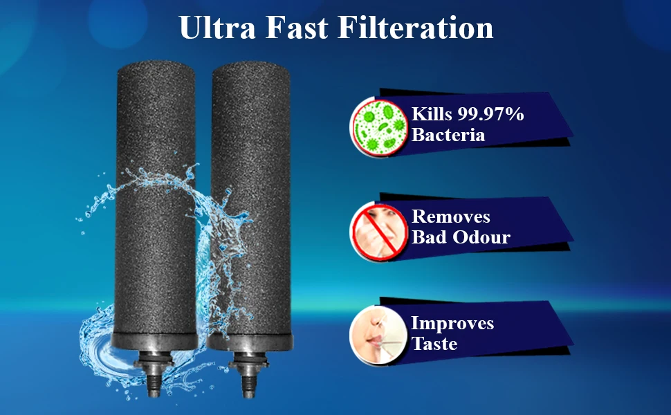Premium Quality Carbon Filter Cartridge Pair Made with Premium Carbon Block For Home Drinking and Multi Use