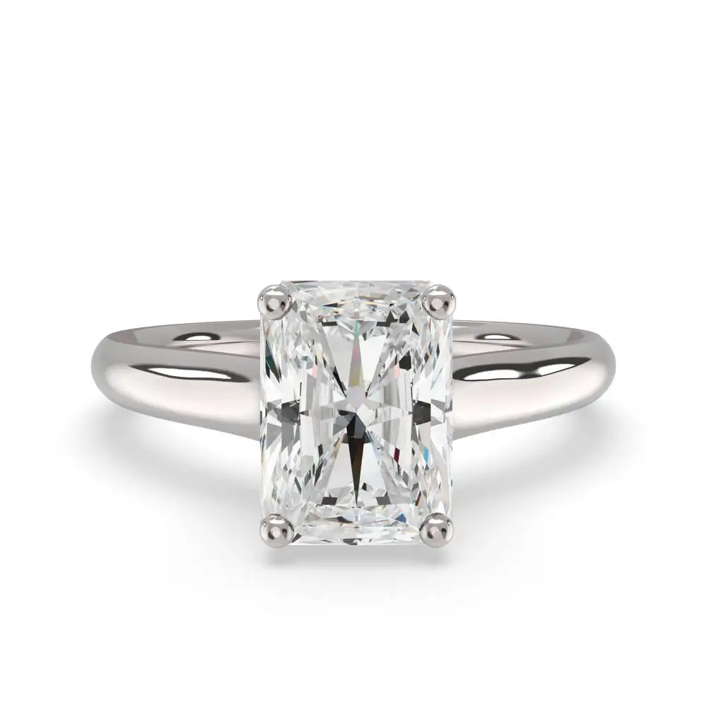 14K Solid Gold IGI Certified Lab-Created Diamond Radiant Cut Shape Solitaire 4 Prong Ring 2 CTW F Color Diamond