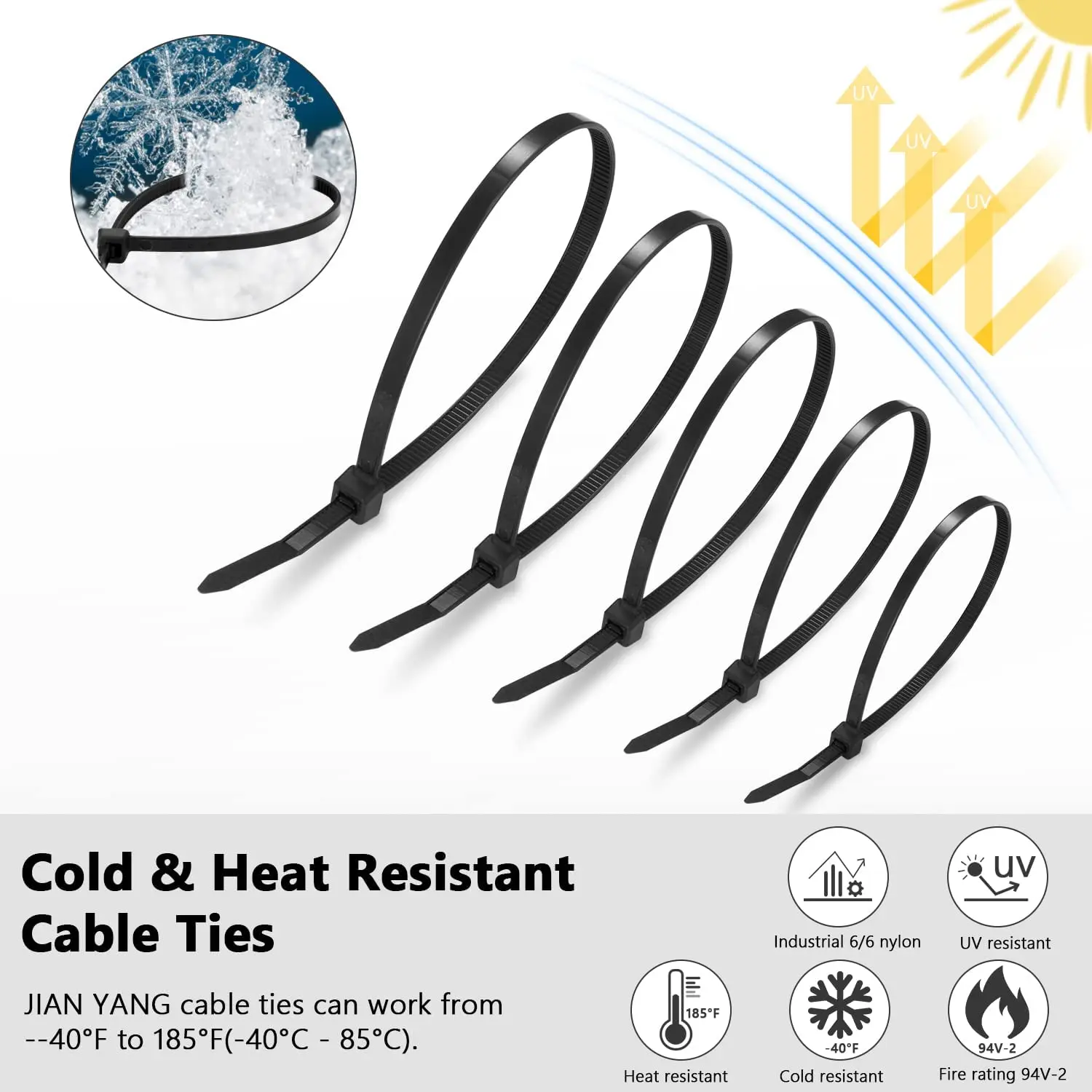 Heavy Duty Nylon66 Plastic Cable Ties/Zip Ties and Durable Tie Wraps for Bundling
