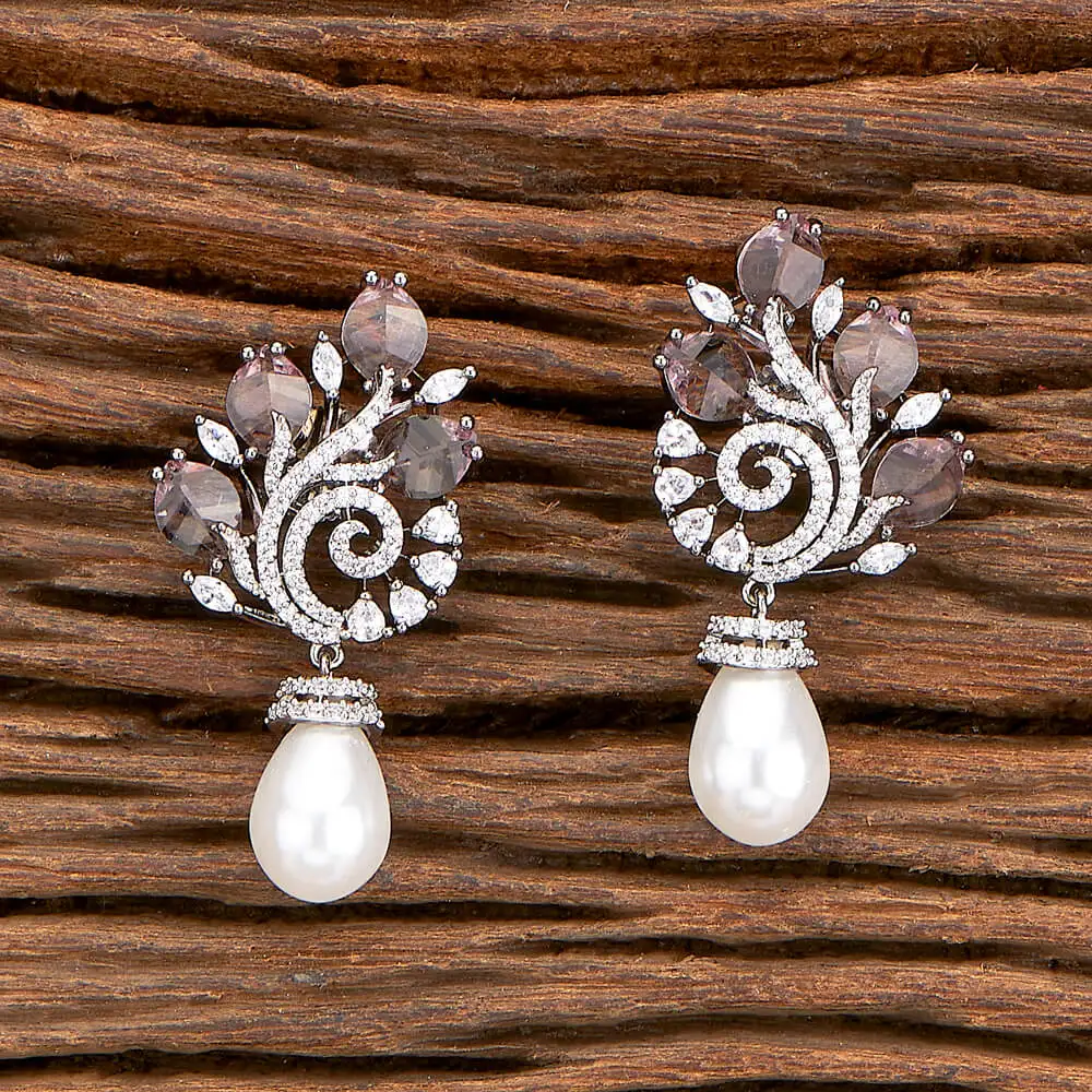 Stunning American Diamond Classic Short Cz Earring With Black Plating 428904 in Fashion Jewelry