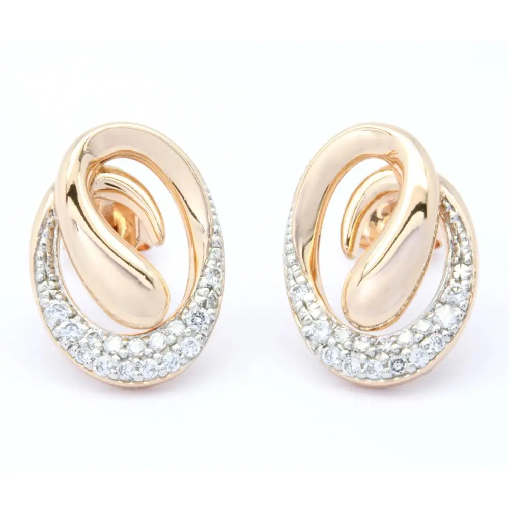 Female Elegant Classic Simple Design With Factory Price 18K 750 Rose Gold Fine Jewelry Earrings Sets