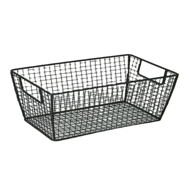 Metal Handmade Basket Black Powder Coated Wholesale Iron Basket Three Tier Decorative Vintage Iron Wire Basket