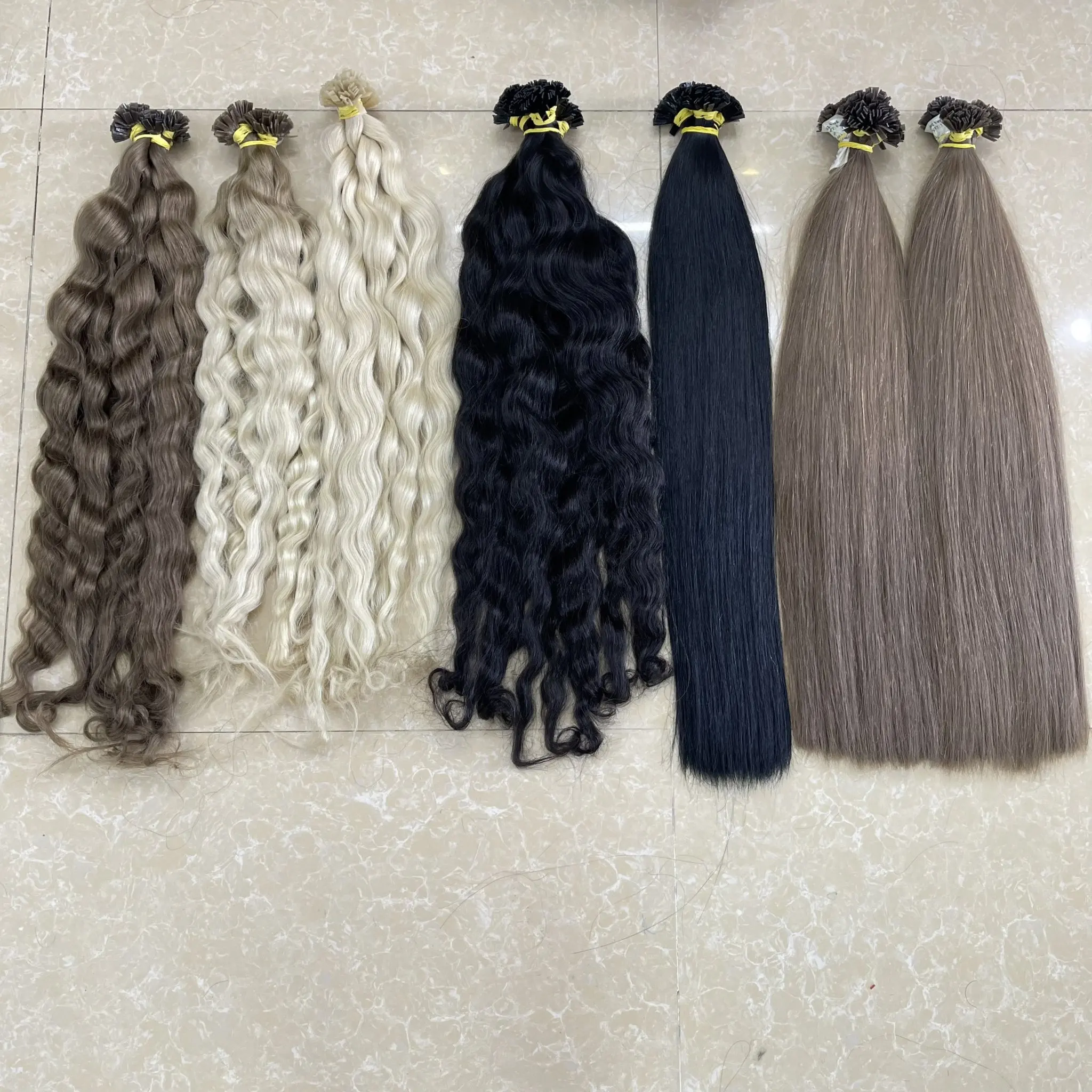 Keratin flat i u v tip microlinks hair extension europe hair best quality vietnam hair