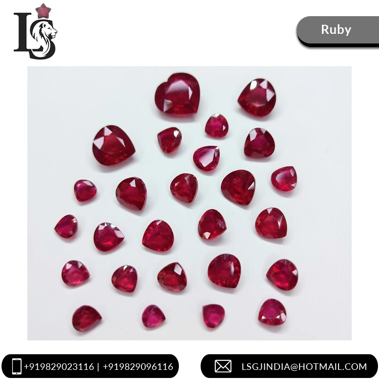 Calibrated Size 100% Natural Blood Red Reddish Pink Color Heart Shape Ruby Loose Gemstone for Jewellery from Indian Seller