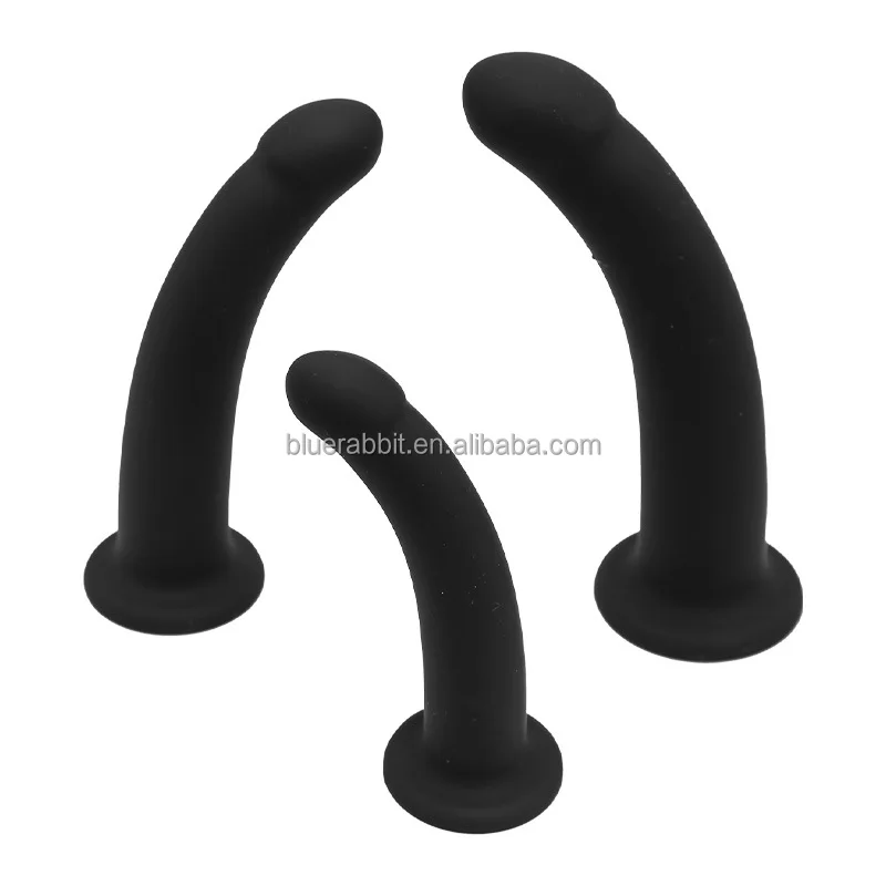 BlueRabbit Curved Dildo Wholesale 3pcs Silicone Anal Butt Plug Sex Toys Open Expander Strap on Dildo Anal Dilator Sets
