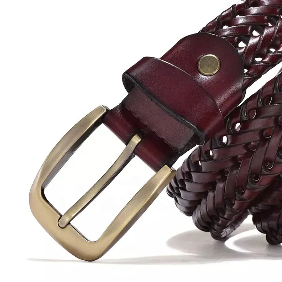 TOP Leather Unisex Genuine Leather Belt Cowhide Genuine Leather Belts with Handmade Stitching