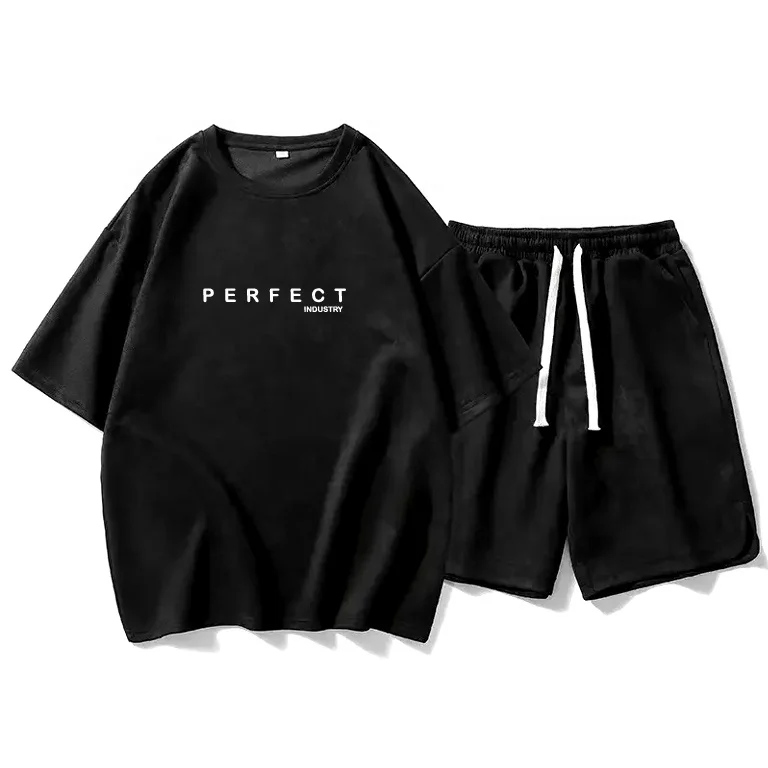 Perfect Top quality T-Shirt & Short Sets Men clothing wear T Shirts+shorts in solid colors With custom logo embroidery logo