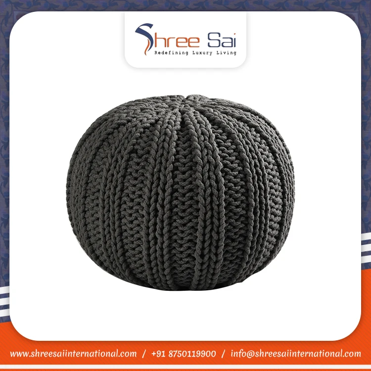 Factory Direct Sales Of Natural Color 100% Cotton Soft and Comfortable Round Pouf for Home At Exclusive Range