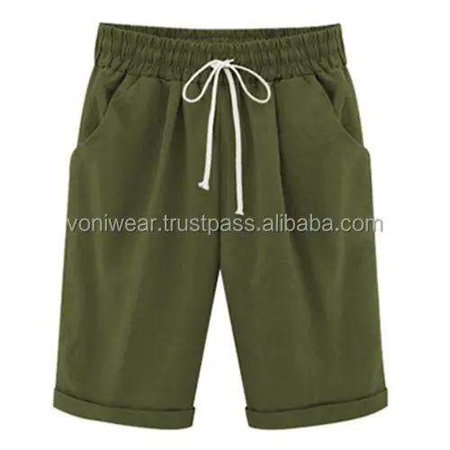 Womens Loose Solid Casual Summer Crop Pants Trousers Beach Bermuda Capri Shorts Customized Women Ladies Short