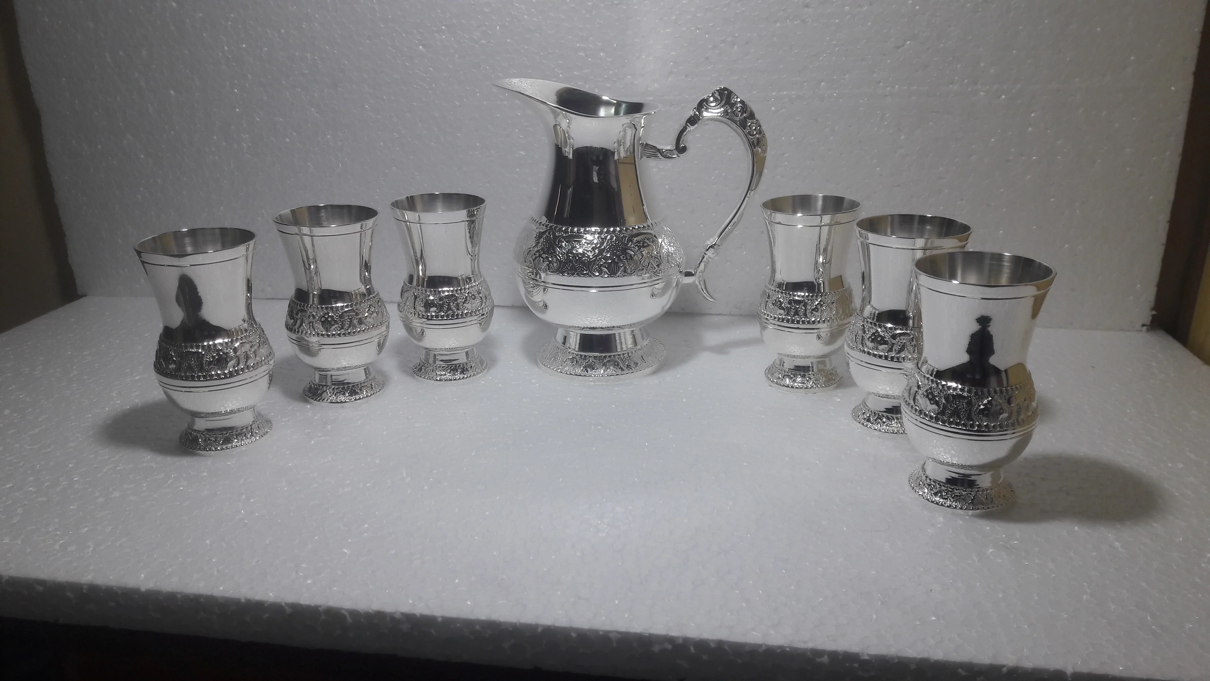 Nikhil Copper Pitcher Copper Pitcher with Set Of Four Tumbler With Nickel Painting Best For Healthy Life