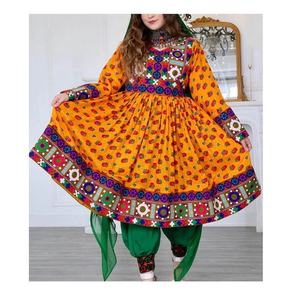 Good Quality Afghani Dresses For Eid new high quality solid color round neck Embroidery long sleeve Afghan women dress