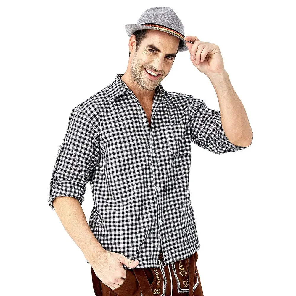 100% Cotton Oktoberfest Bavarian Style Shirt Traditional White Embroidered Twill Breathable Quick Dry Spring Designer