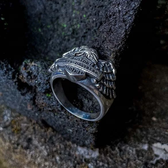 NY-R055- Sterling Silver Small Biker Ring  For Men Women Ring Suitable For Gift For Men And Women