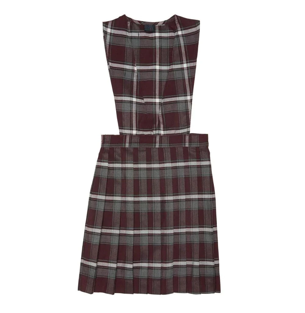 High Quality Tartan sleeveless Girls School Dresses Cotton Uniform Plaid V-Neck Pleated Jumper custom uniform skirts
