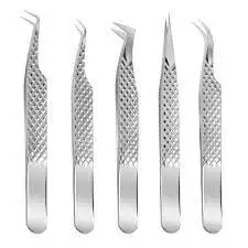 Nice eyebrow tweezers black Welcomed Eyelash Tweezers With Logo With Paper Transfering Printing tweezers