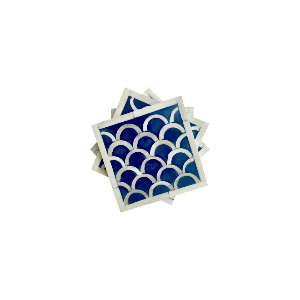 Elegant Bone Inlay Coasters Set of 4 Durable Resin Mats & Pads for Dining Table Watch Box with Gift Box Packaging for Home Hotel