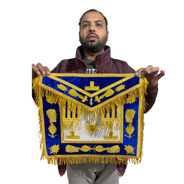 Masonic Regalia Blue Lodge Master Mason Apron Set NEW Masonic Scottish Rite Satin Round Apron 2024