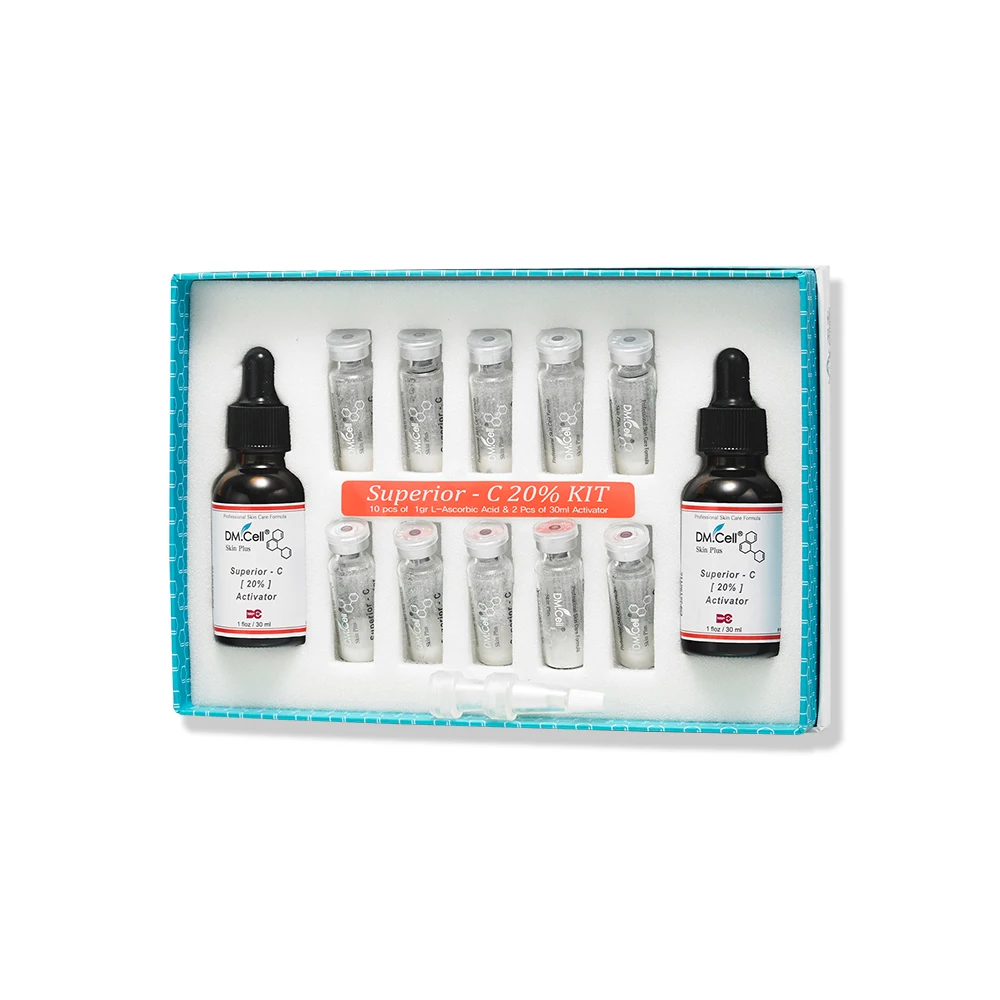 DM.CELL Superior C 20% Kit (Solution 100m + lPowder 10pcs) 100% Ascorbic powder Prevent skin aging Niacinamide Silk Protein