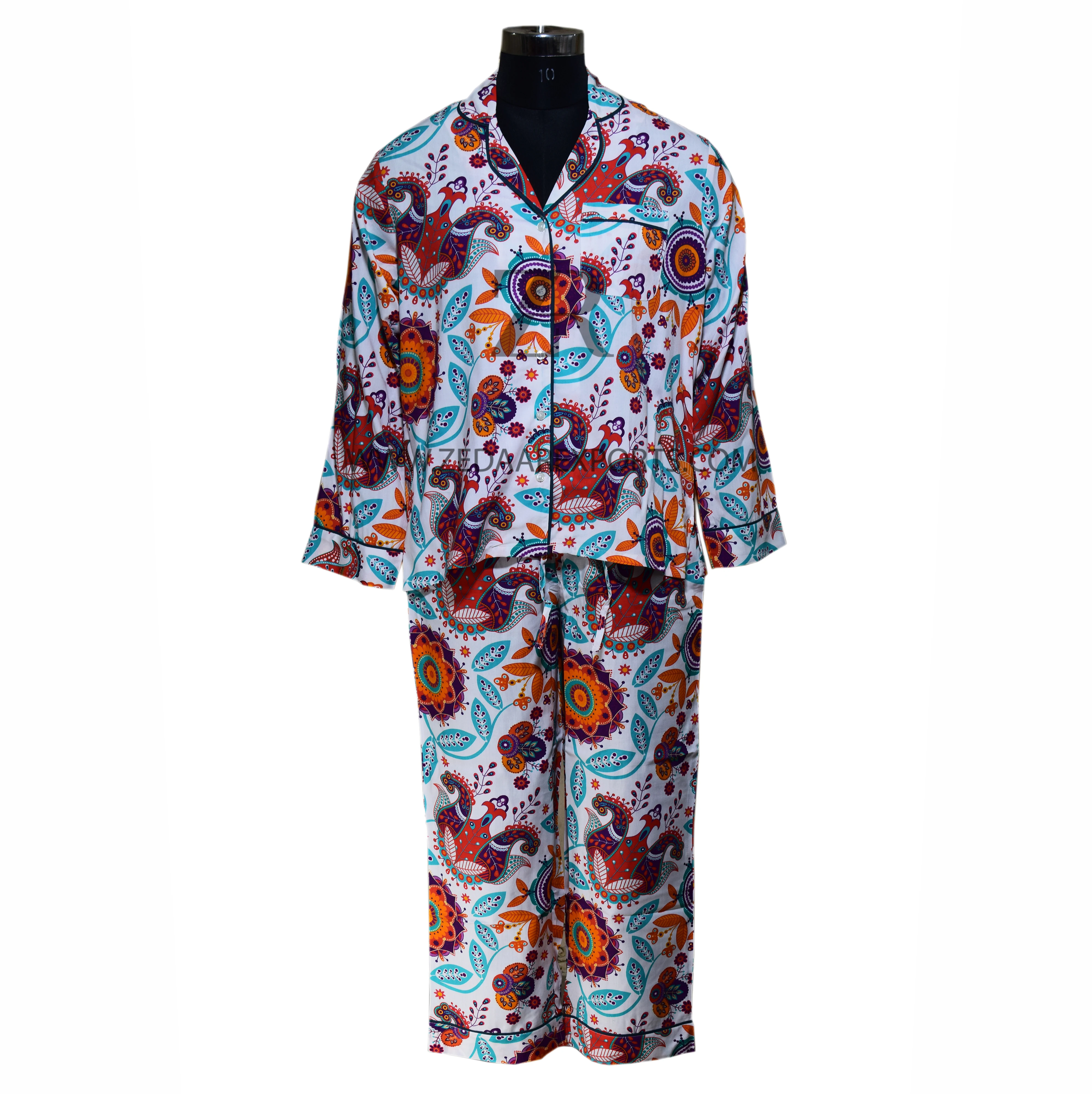 Summer Printed Sleepwear Set PJ Set For Women Daily Wear Night Set Sustainable Pajamas  Made By Zed Aar Exports