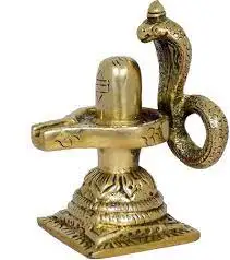 Metal Brass Shivling with Snake Shiv Lingam Statue Snake Idols of Shiva for Home Temple Puja Decorative Diwali Vastu Gifts