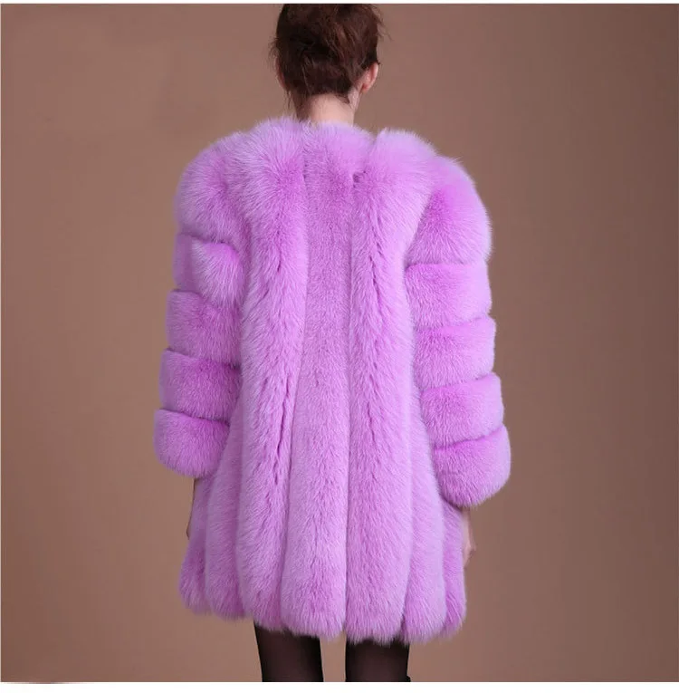 Oem Winter Warm Women Plus Size Coat Ladies Fox Fur Coat Long Outerwear