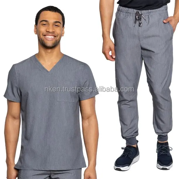 Men professional USA style polyester spandex hospital male staff uniform 2023 medical scrubs nurse uniform sets