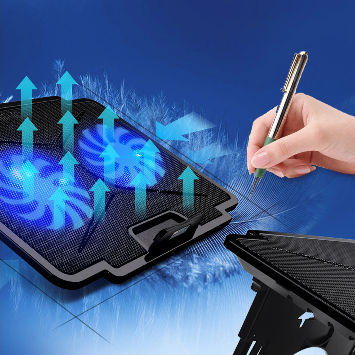 Manual Fan Speed Switch 15.6inch Notebook Cooling Fan cheap wholesale Laptop cooler stand