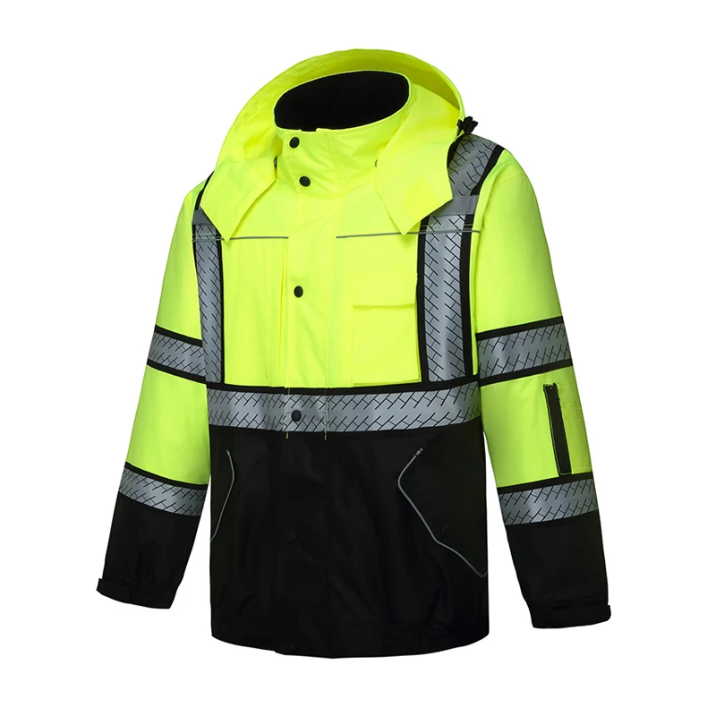 100% Polyester Hi Vis Rain wear Waterproof Rain Overall High Visibility Jackets Reflective Work Clothing Safety Jacket