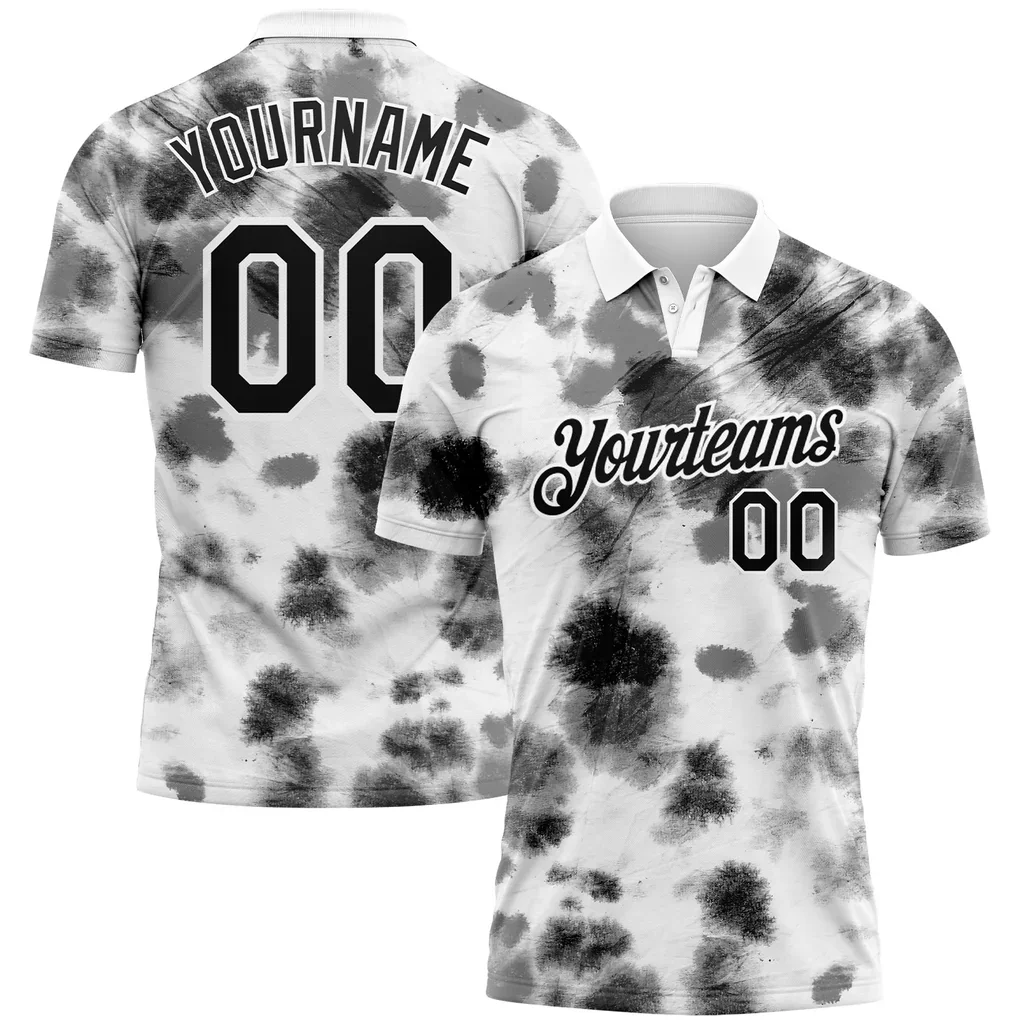 Buy Black American Flag 3D Sublimation Golf Polo Shirts Custom Logo Men Women Unisex Polo Shirt