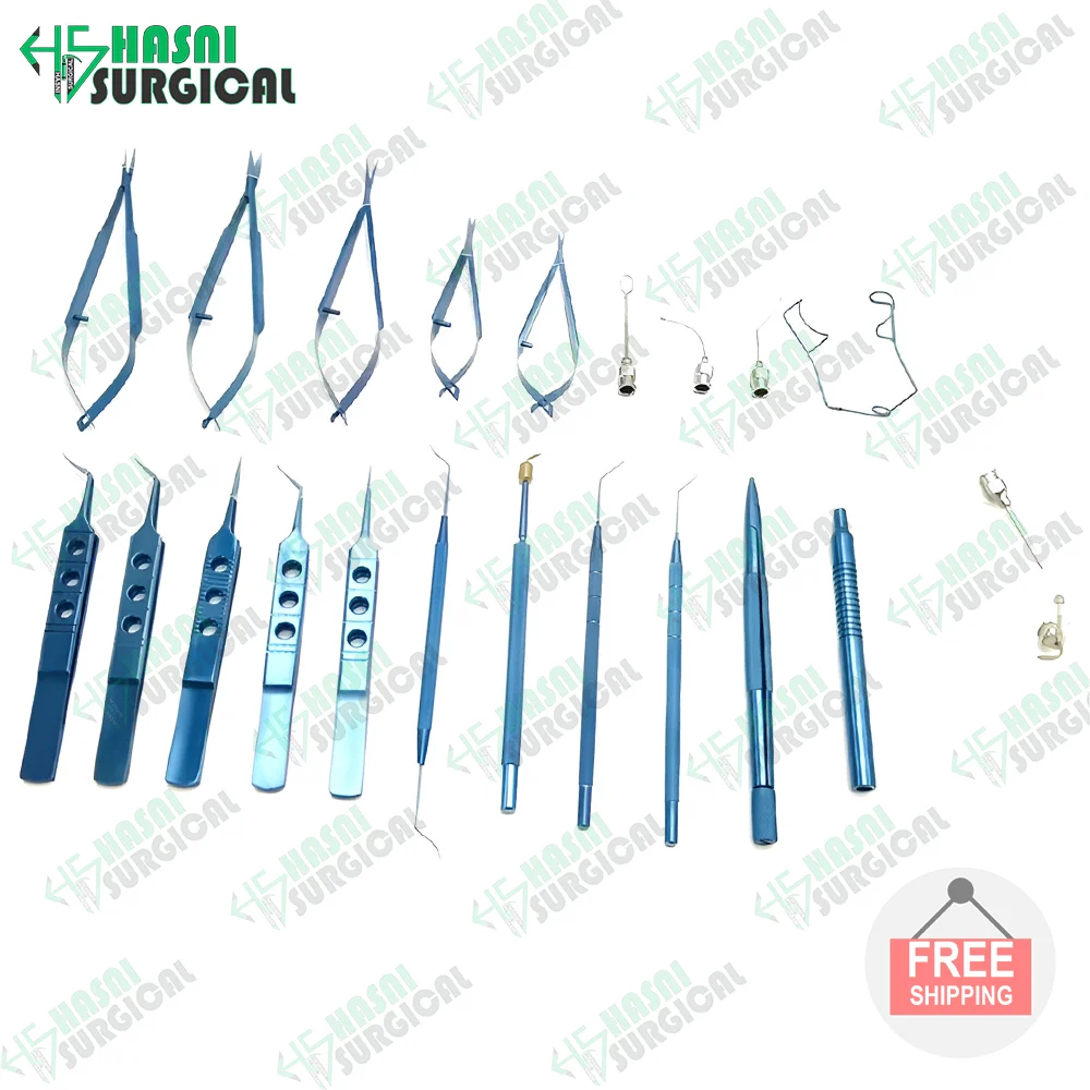 Eye Surgery Set Can Be Sterilized by High Temperature and High Pressure Stainless Steel 21 Pcs Cataract Set CE ISO Approved