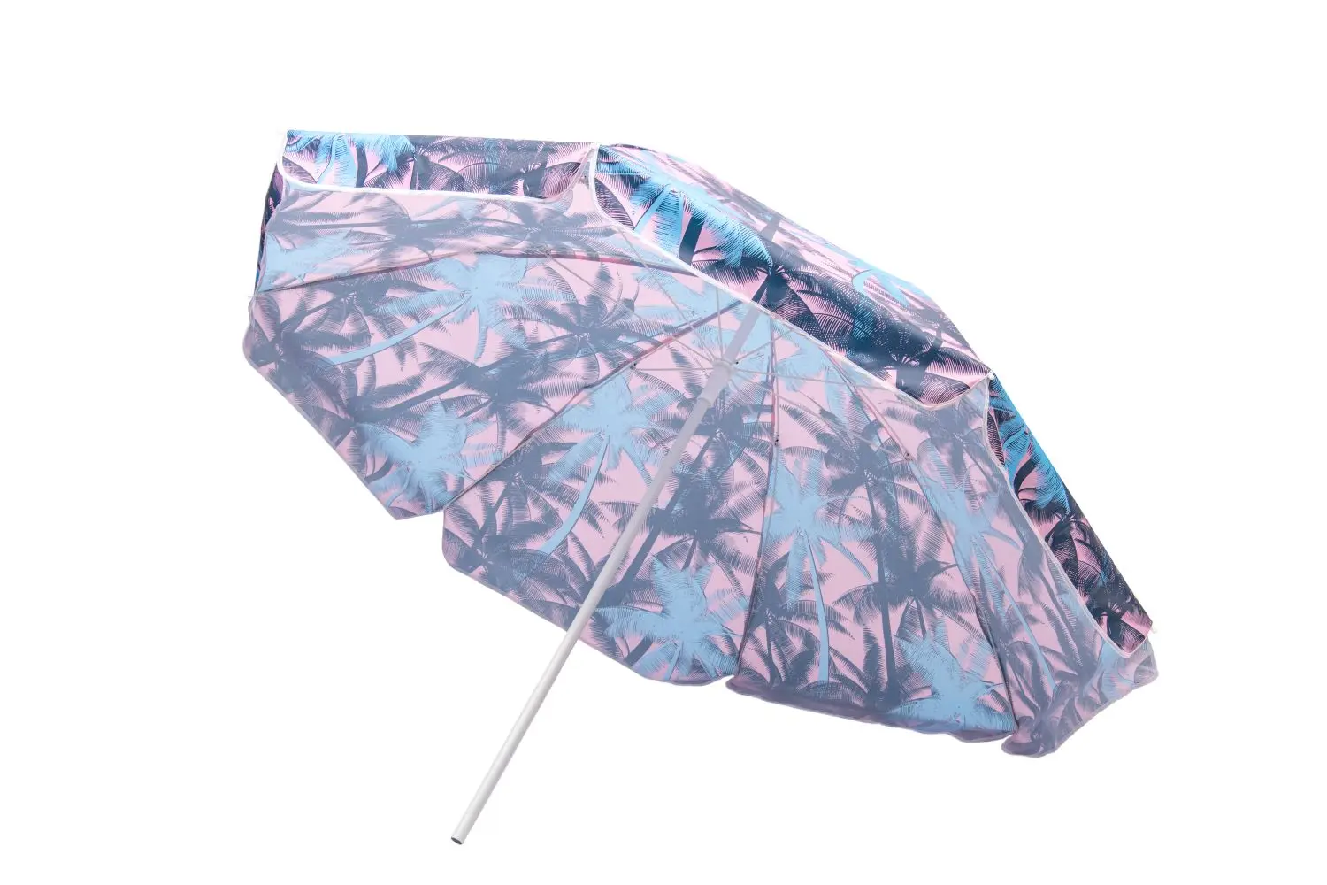 White Pink Sunset Pattern 140gm 2.0m Poly Canvas Digital Parasol Low Cost Custom Beach Umbrellas for Wholesale