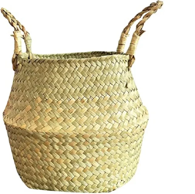 Belly Basket Seagrass woven basket creative kitchen household fruit steamed bread rattan woven bamboo storage basket