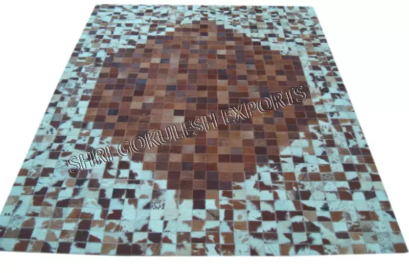 Indian Style Traditional Leather Patchwork Carpets Quality Grade Home Decoration Floor Carpet / Area Rug Export