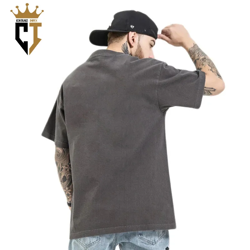 New 2023 Heavyweight Organic cotton oversized Drop Shoulder plus size blank White t- shirt for men