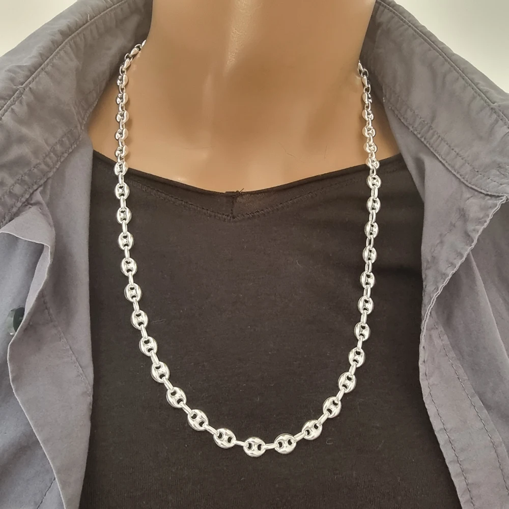 925 Sterling Silver Sailor Men Jewellery Women Unisex Link Chain  Coffee Bean Necklace Wholesale Mens Jewelry Trendy Hot Sale