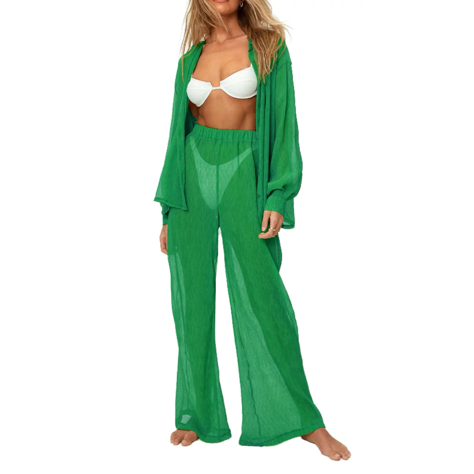See Through Cover Up Shirts And Pants Two Piece Sets Sheer Mesh Night Party Club Wear Sheer Mesh Oversize Two Piece Set Ladies