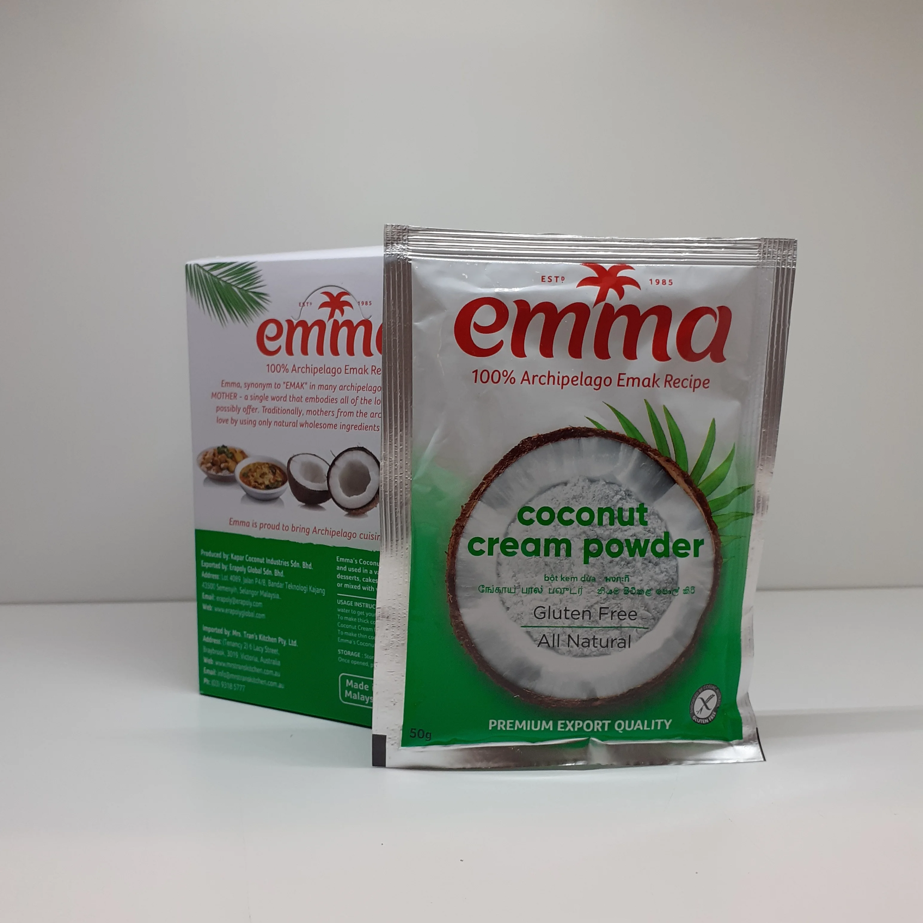 Cheapest Price 50g Weight Malaysia Coconut Milk Powder Fat Content 63% Green Packing Natural Sweet Coconut Vacuum Pack