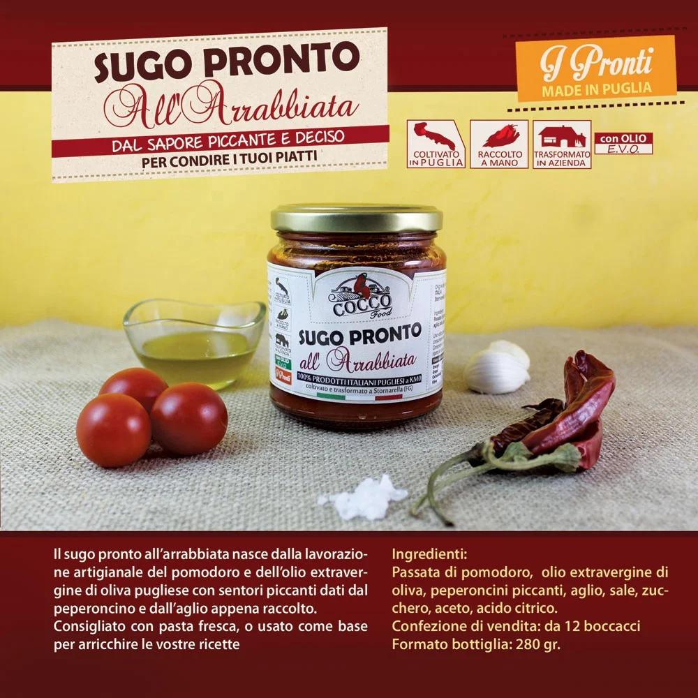 Italian Products Chilli Souce Bottle with Garlic Italian Premium Quality Ready-To-Eat Pasta or Pizza Chily Sauce