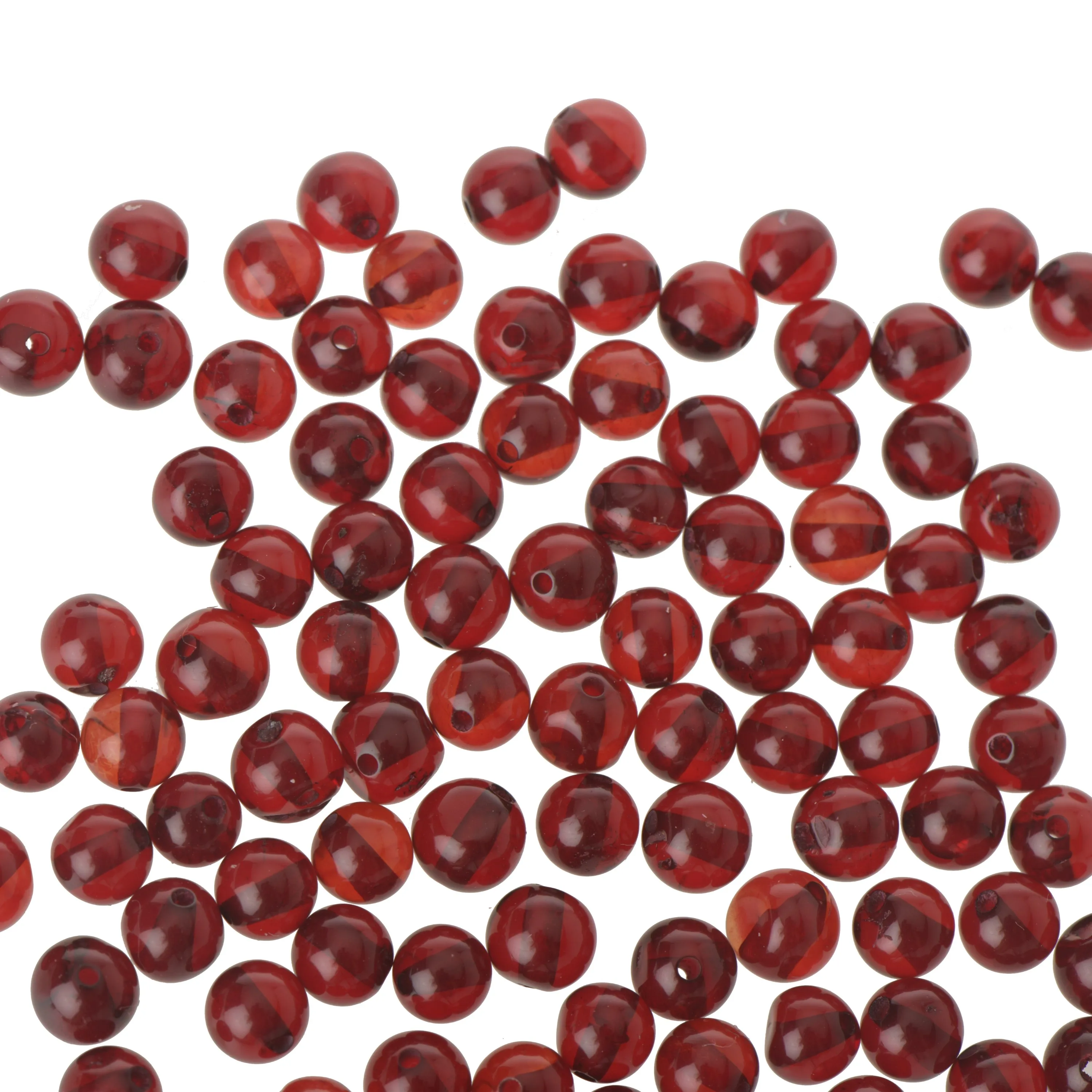 Loose Baltic Amber Beads, Genuine Baltic Amber, Round Style, Drilled, Red Color