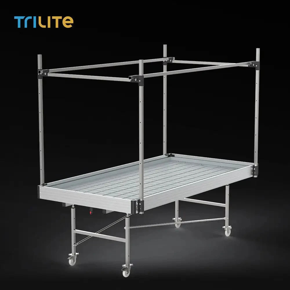 Hydroponic Greenhouse Grow Table With Growing Trays Rolling Benches For Commercial Green house Grow Table
