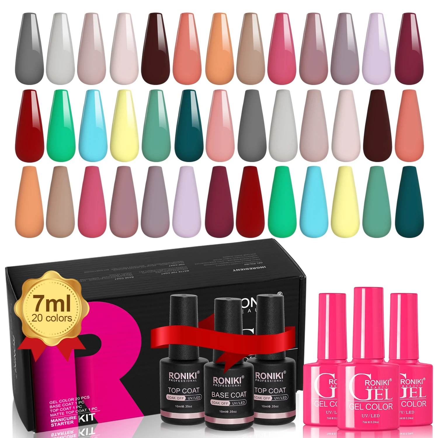 20Pcs/Kit Gel Nail Polish Set 7ml High Quality Soak Off UV Gel Varnish Kit For Women Gift Gel Pigment Nail Art Manicure