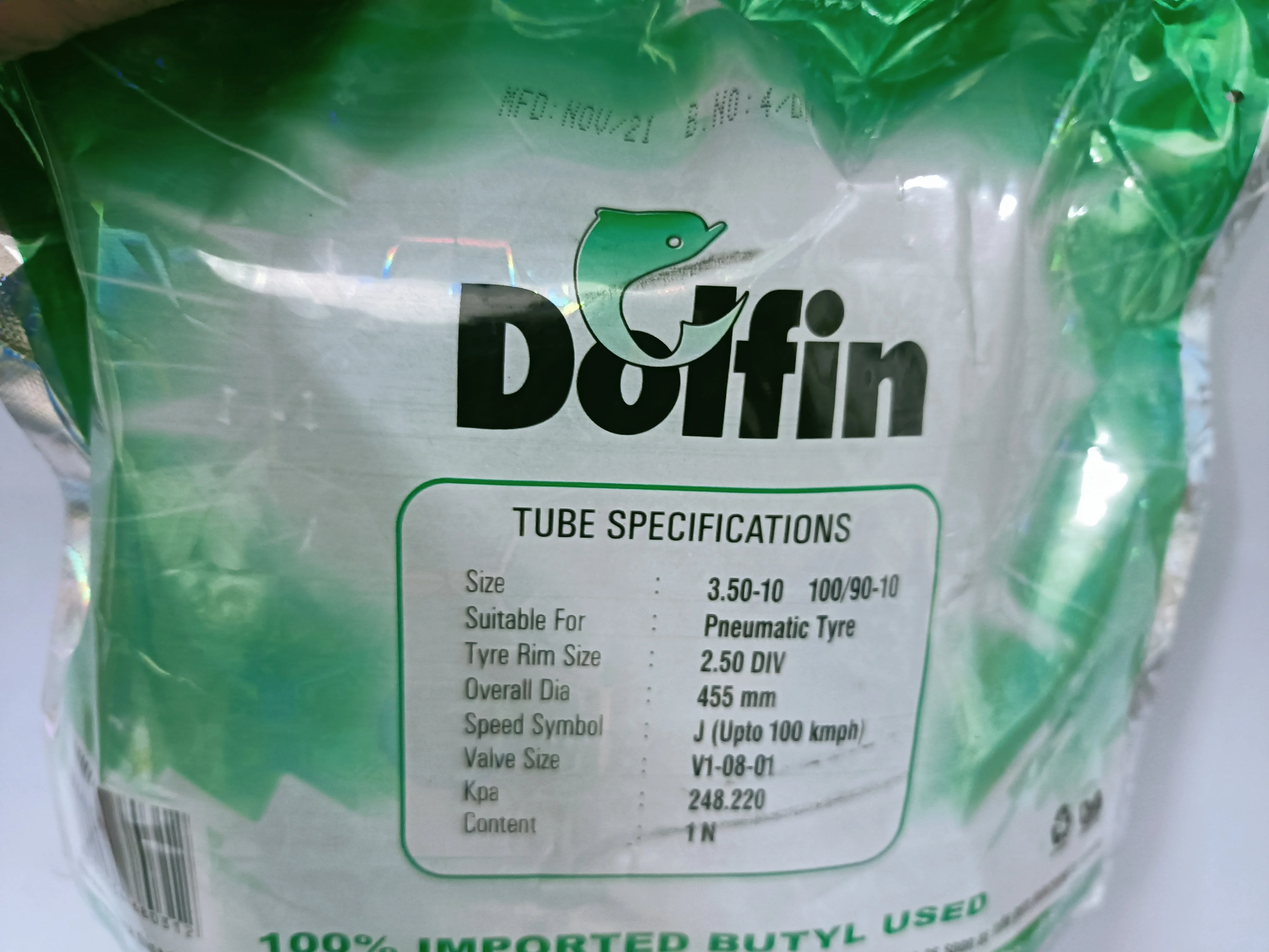 High Quality Round Shape Dolfin Auto and Adv Butyl Inner Tube Size 3.50-10 is suitable for Scooter Pneumatic Tyres