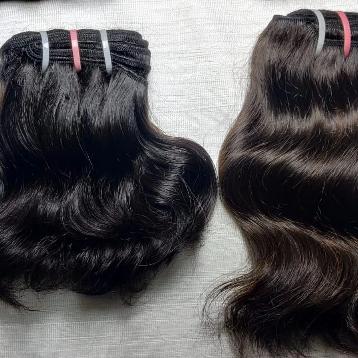 India 9A Grade Natural Remy Double Weft Human Hair Extensions Raw Natural Straight Wave and Curl Styles in Bundle
