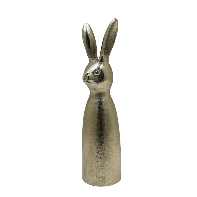 Set of 2 Small Decorative Statue Look Rabbit Aluminium Rough Nickel Colour for Home Decoration Table Decoration