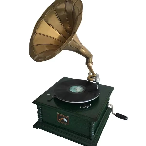HMV оливково-зеленый граммофон модель металлического материала нефункциональный новейший трендовый Винтажный стиль ретро Граммофон