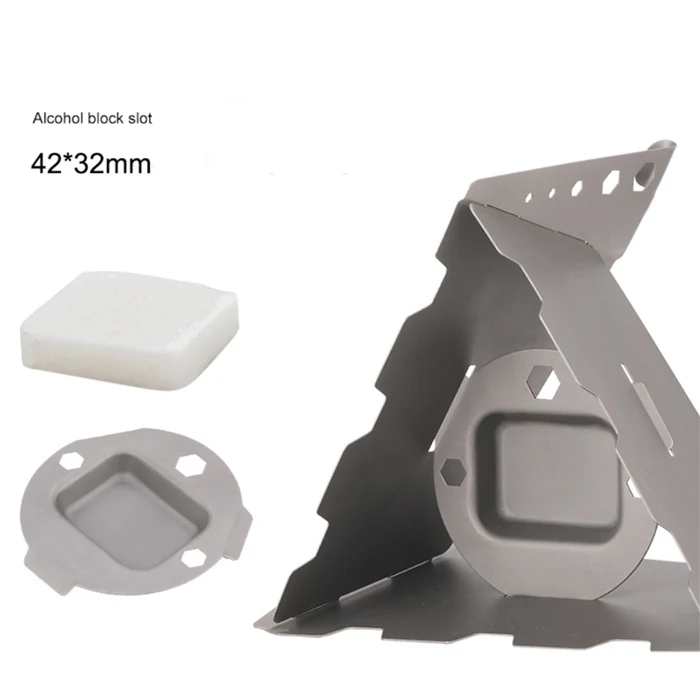 Outdoor Pure Titanium Solid Alcohol Stove Bracket Windbreak Portable Simple Assembly Picnic Titanium Stove