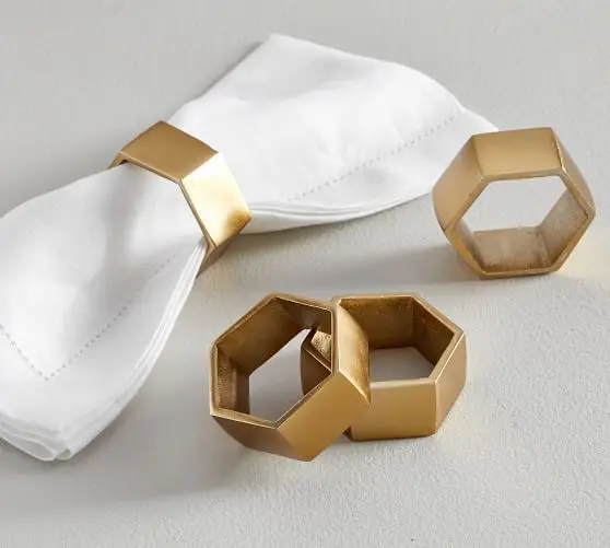 Buy Wholesale Golden Metal Napkin Ring Bulk Set Leave Shape Luxury Style Metal Bands for Wedding Decoration Napkin Rings