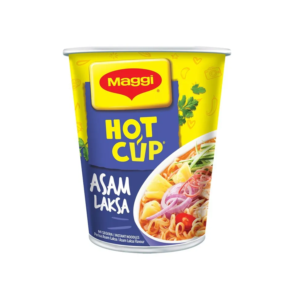 Maggi Hot Cup Convenient Factory Price Delicious Instant Noodle Tastes Curry Tomyam Laksa Chicken Flavor Malaysian Favorite